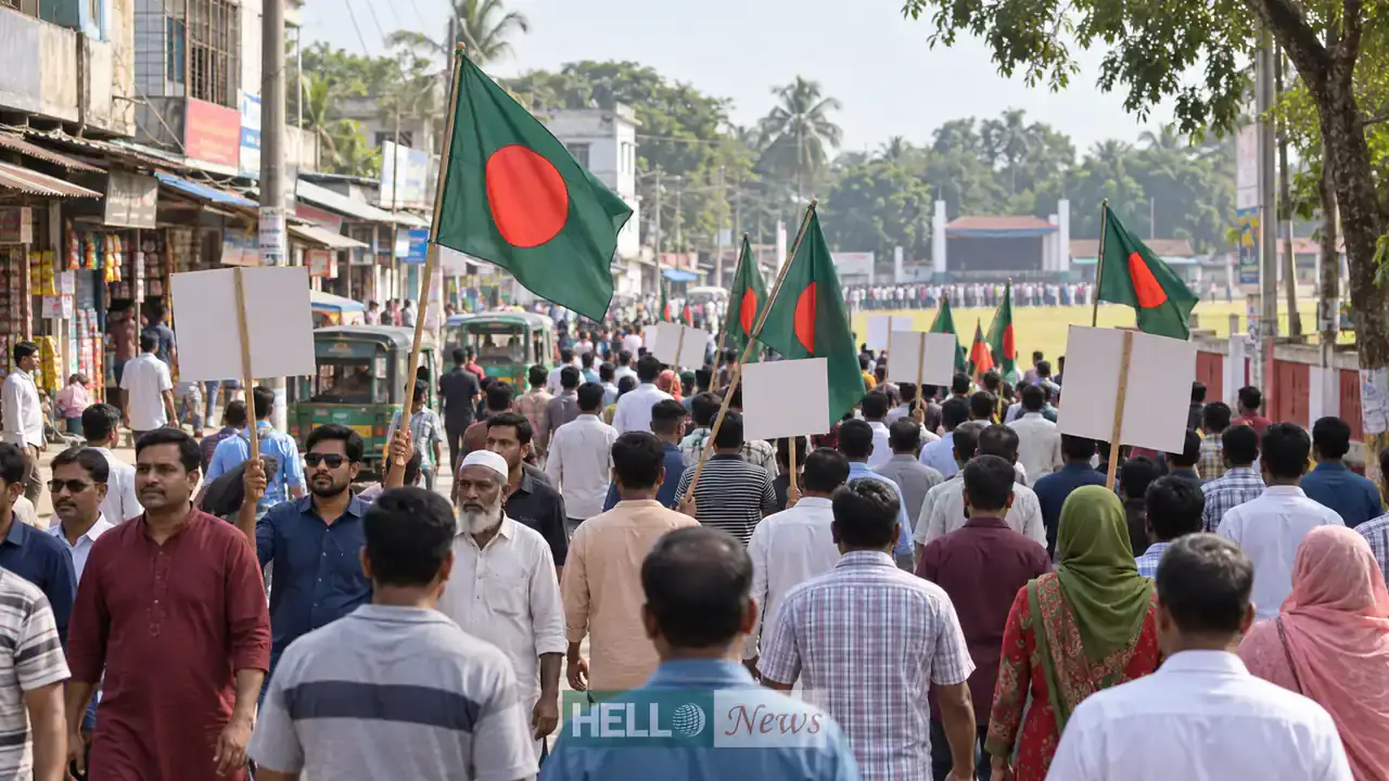 উলিপুর শহরে শান্তিপূর্ণ রাজনৈতিক মিছিলের প্রতীকী দৃশ্য