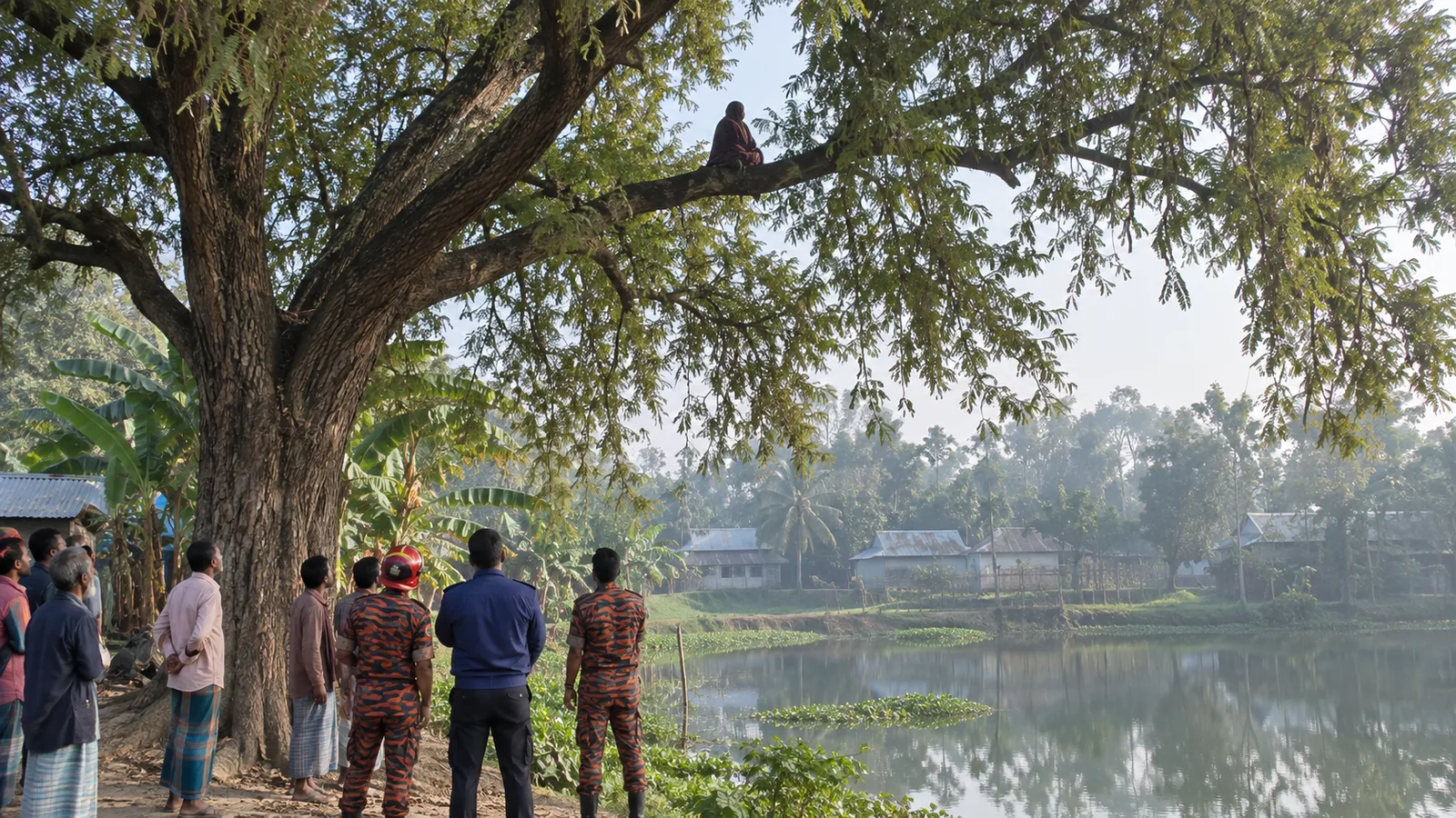 এক মাস পর আবার তেঁতুলগাছের ডালে নারী